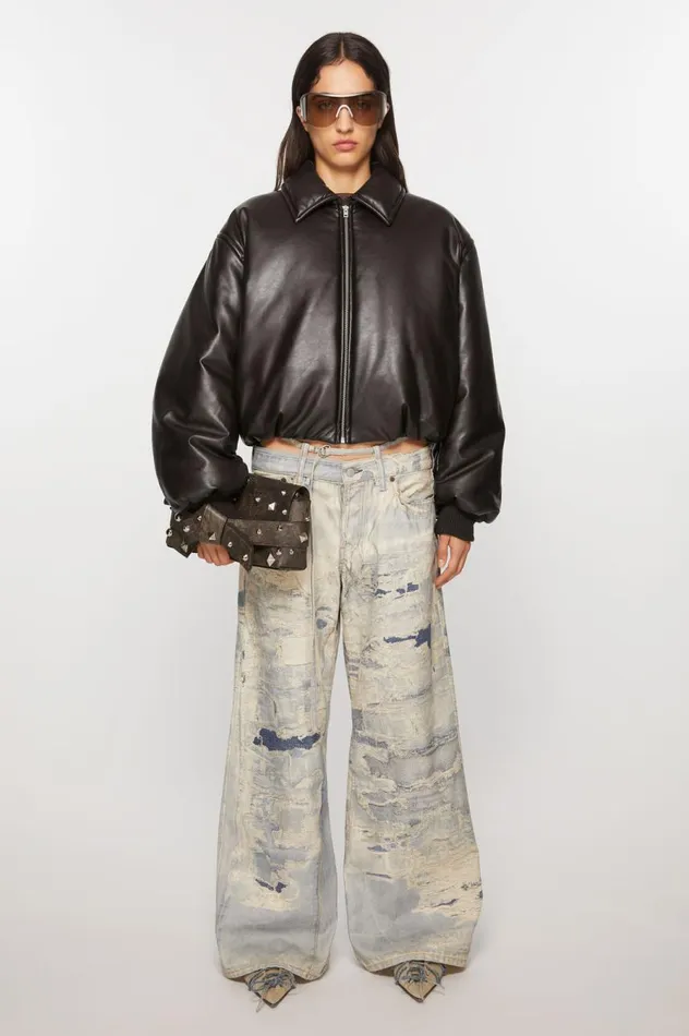 Acne Studios Coated Bomber Jacket Dark Brown Women Outerwear