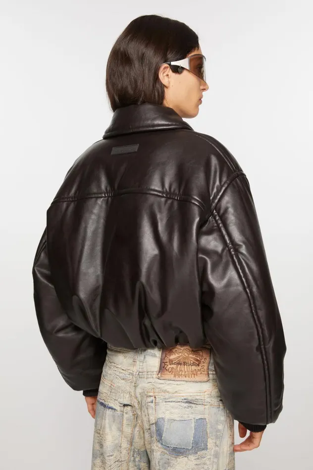 Acne Studios Coated Bomber Jacket Dark Brown Women Outerwear
