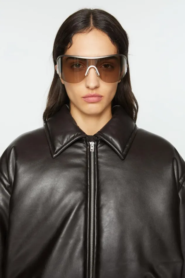 Acne Studios Coated Bomber Jacket Dark Brown Women Outerwear