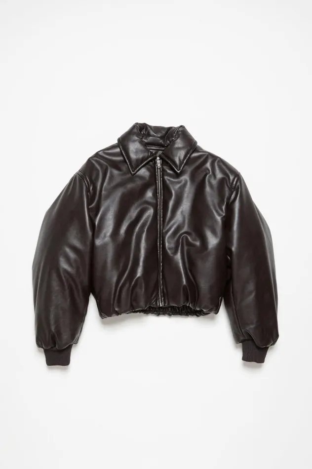Acne Studios Coated Bomber Jacket Dark Brown Women Outerwear