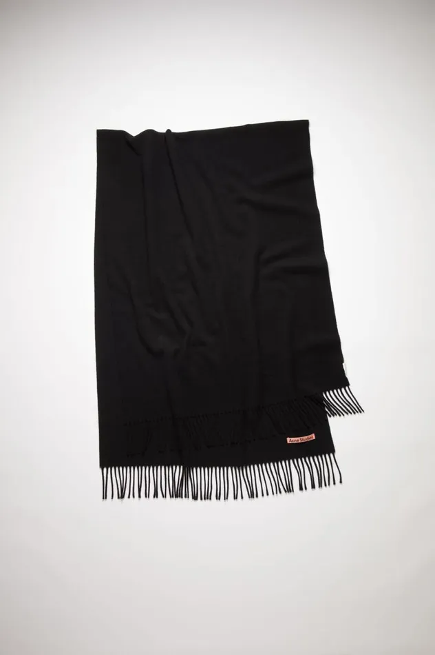 Acne Studios Fringe Wool Scarf 8211 Oversized Black Men Scarves