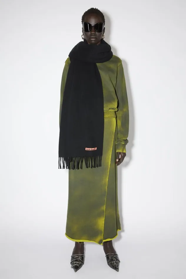 Acne Studios Fringe Wool Scarf 8211 Oversized Black Men Scarves