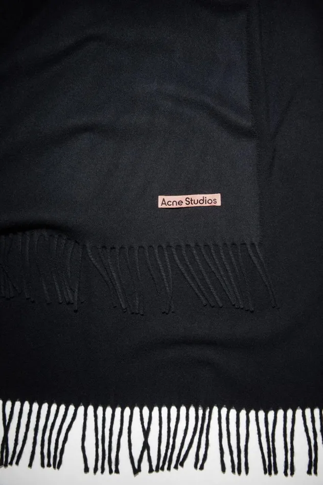 Acne Studios Fringe Wool Scarf 8211 Oversized Black Men Scarves
