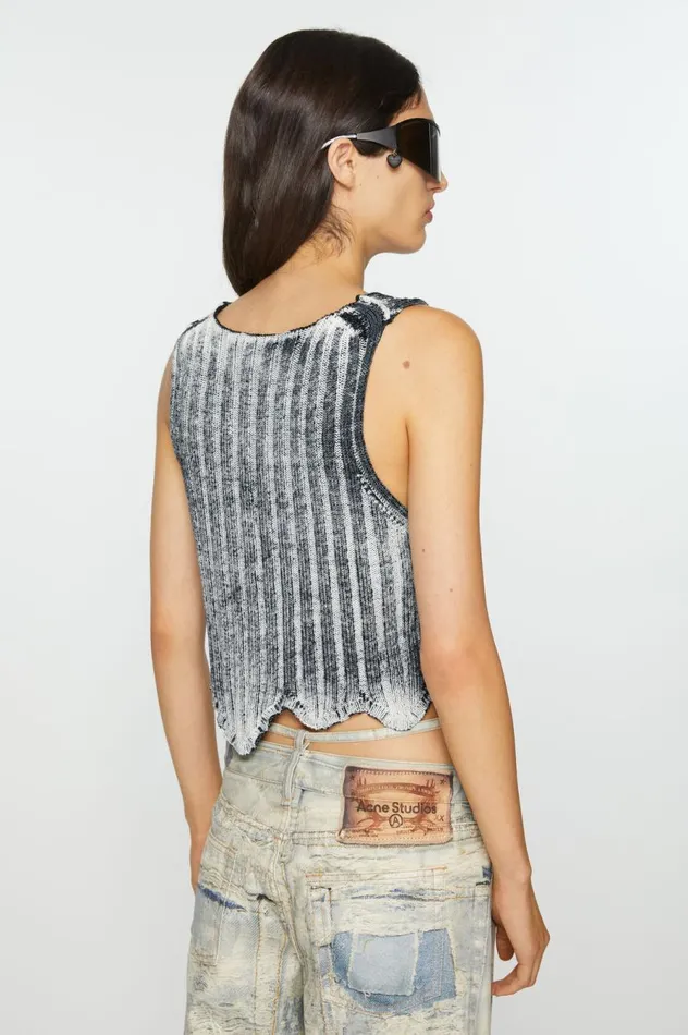 Acne Studios Ribbed Print Tank Top Whiteblack Women Knitwear