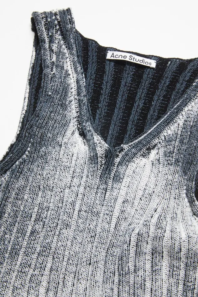 Acne Studios Ribbed Print Tank Top Whiteblack Women Knitwear