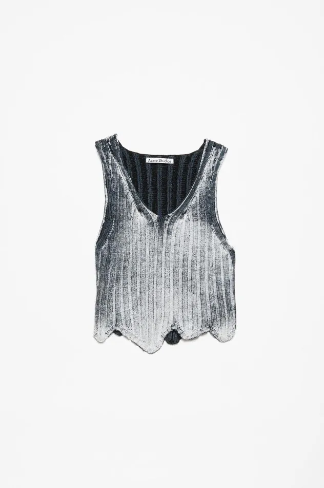Acne Studios Ribbed Print Tank Top Whiteblack Women Knitwear