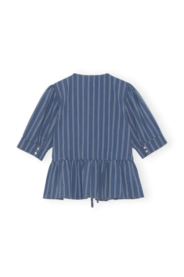Clothing GANNI CoOrds Denim Peplum Blouse Tint Wash Clothing GANNI CoOrds Denim Peplum Blouse Tint Wash