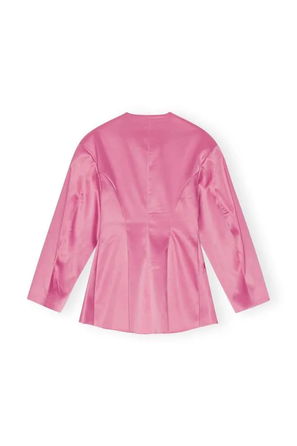 Clothing GANNI Suiting Double Satin Fitted Blazer Wild Orchid Clothing GANNI Suiting Double Satin Fitted Blazer Wild Orchid