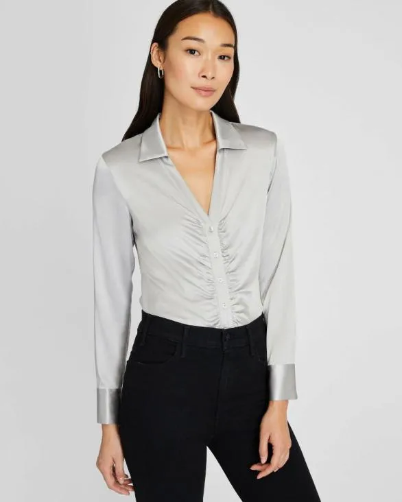 Club Monaco Tops Stretch Silk Charmeuse Top Silver 8211 Women