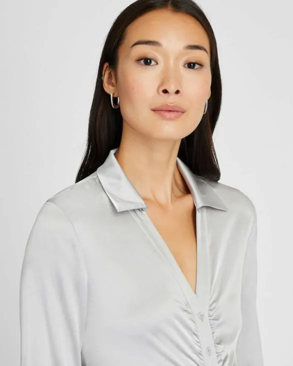 Club Monaco Tops Stretch Silk Charmeuse Top Silver 8211 Women