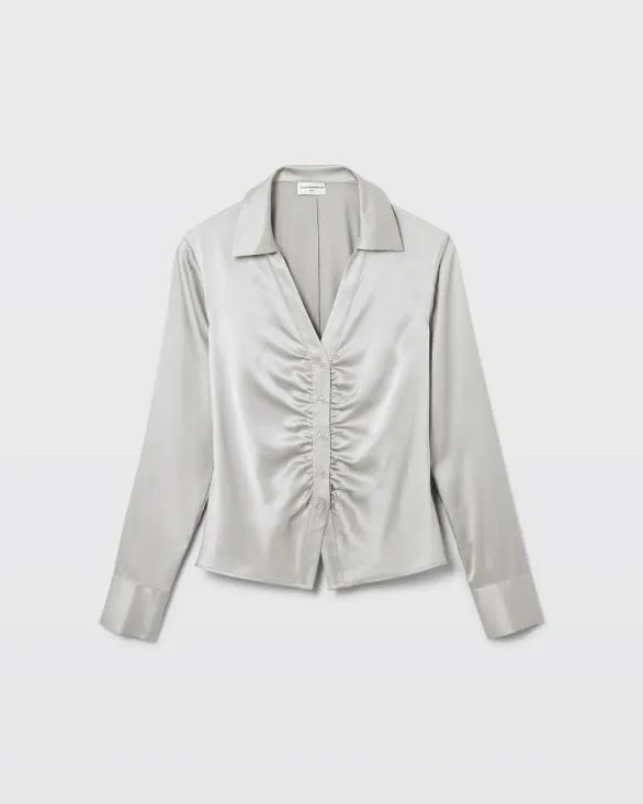 Club Monaco Tops Stretch Silk Charmeuse Top Silver 8211 Women