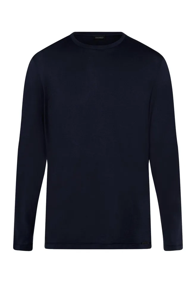 Cotton Crew Neck Top Black Iris Men HANRO Pajama Tops