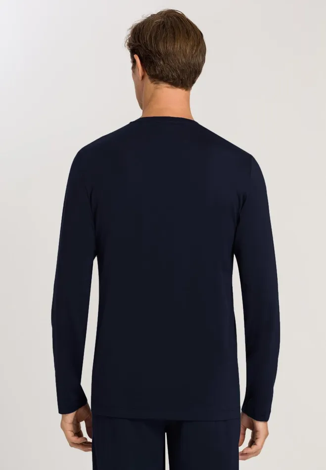 Cotton Crew Neck Top Black Iris Men HANRO Pajama Tops