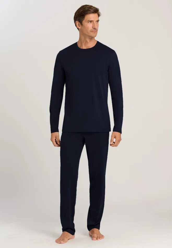 Cotton Crew Neck Top Black Iris Men HANRO Pajama Tops