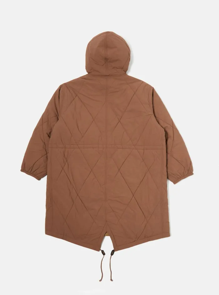 Diamond Quilt Parka In Brown Recycled Nylon Men Universal Works Coats and Outerwear