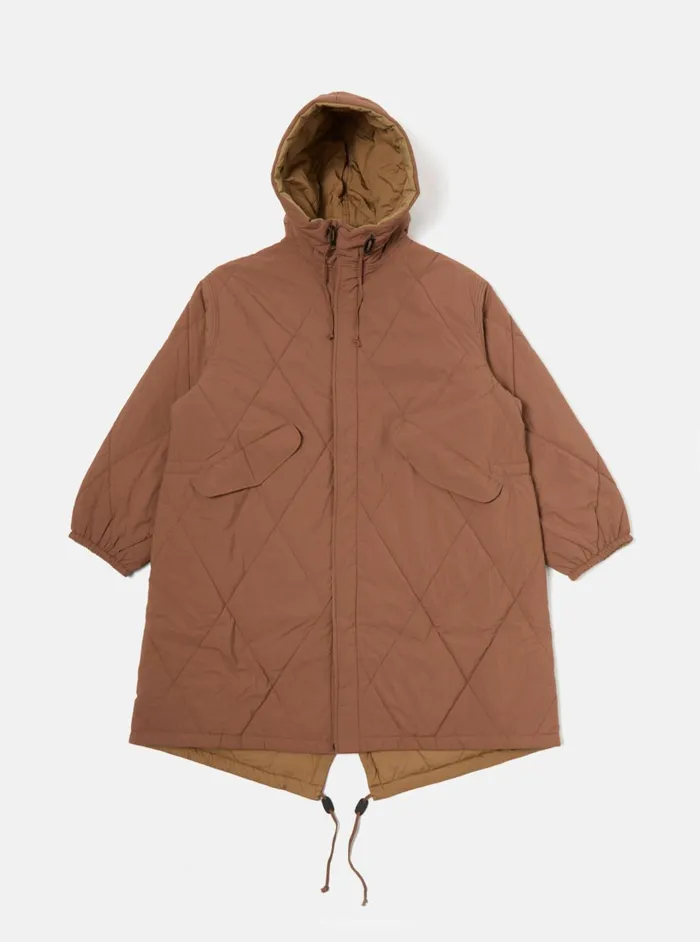 Diamond Quilt Parka In Brown Recycled Nylon Men Universal Works Coats and Outerwear
