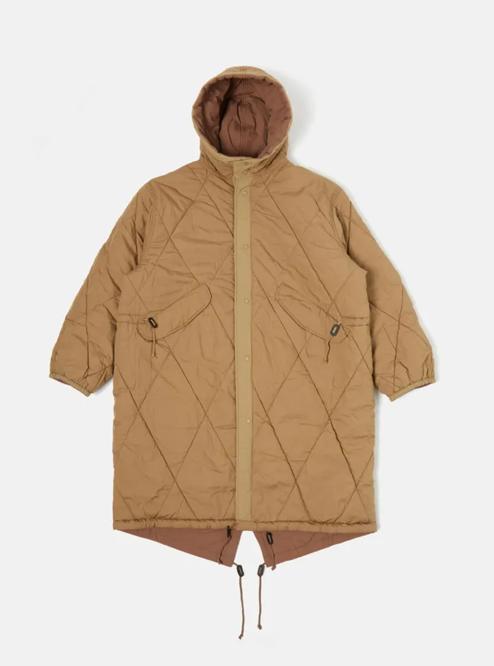 Diamond Quilt Parka In Brown Recycled Nylon Men Universal Works Coats and Outerwear