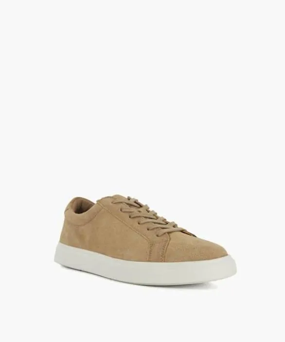 Dune London Trainers Men Tais Sand Suede Lace Up Shoes Brown