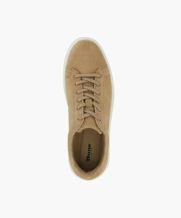Dune London Trainers Men Tais Sand Suede Lace Up Shoes Brown