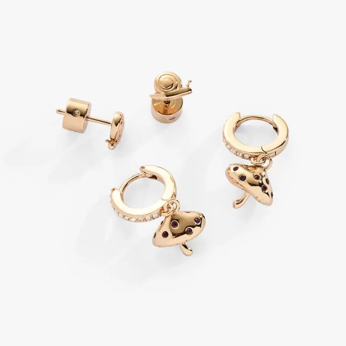 Earrings Women Alex And Ani Mushroom Earring Duo Set Gold
