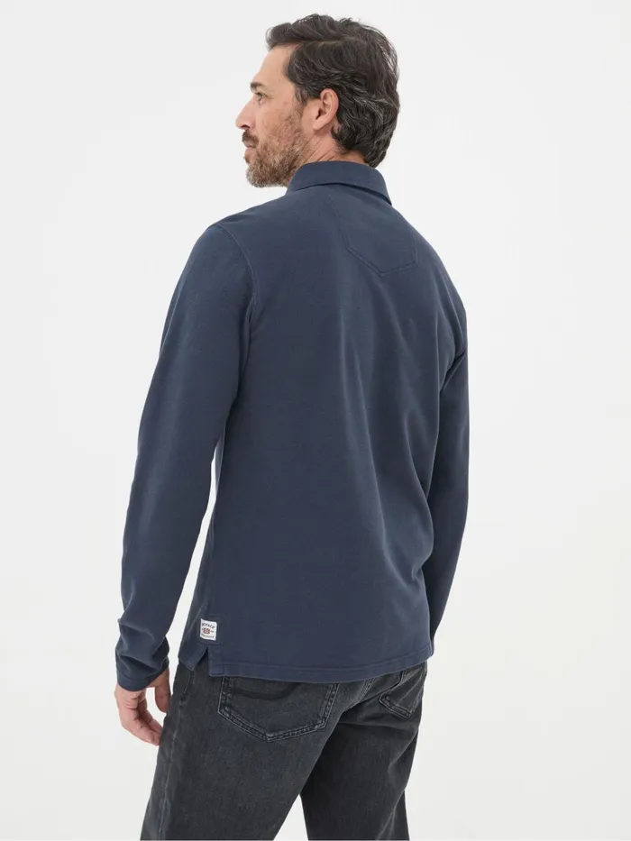 Fat Face Polo Shirts Navy Blue Long Sleeve Organic Pique Polo Shirt 8211 Men
