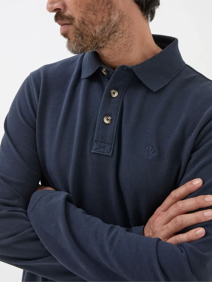 Fat Face Polo Shirts Navy Blue Long Sleeve Organic Pique Polo Shirt 8211 Men