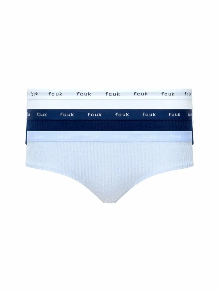 French Connection FCUK 3 Pack Ribbed Briefs Bluenavywhite Women Underwear and Socks French Connection FCUK 3 Pack Ribbed Briefs Bluenavywhite Women Underwear and Socks