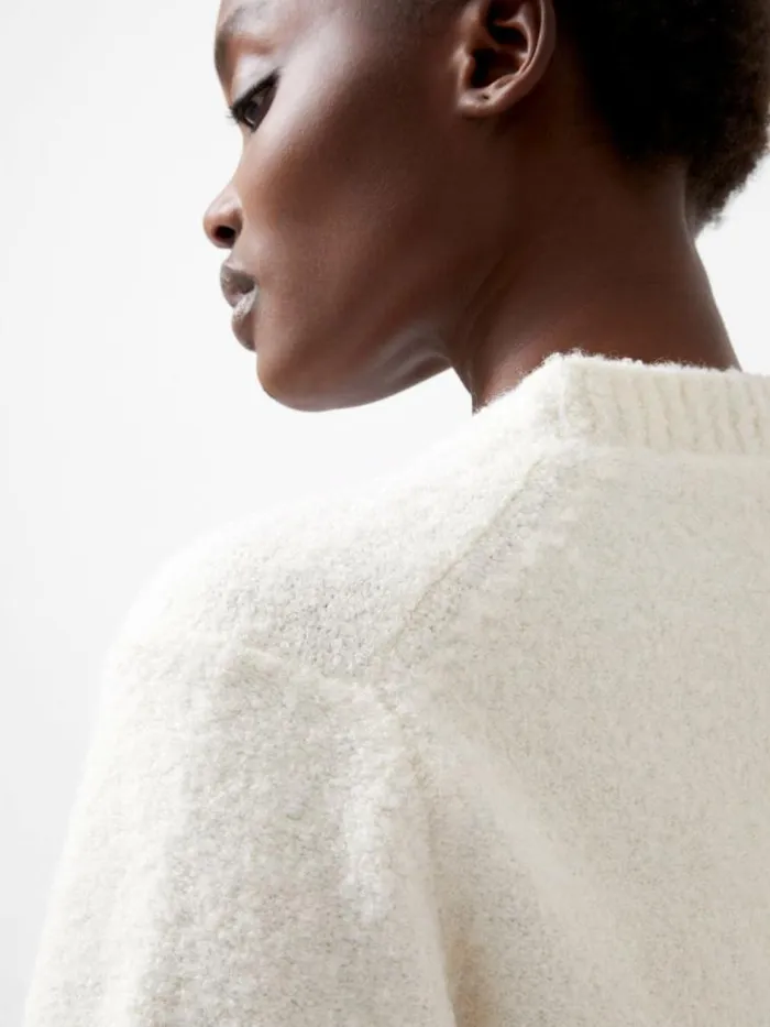 French Connection Melissa Boucle VNeck Jumper Porcelain Cream Women Jumpers and Cardigans