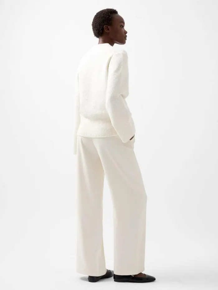 French Connection Melissa Boucle VNeck Jumper Porcelain Cream Women Jumpers and Cardigans