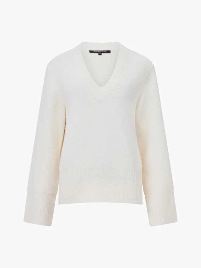French Connection Melissa Boucle VNeck Jumper Porcelain Cream Women Jumpers and Cardigans