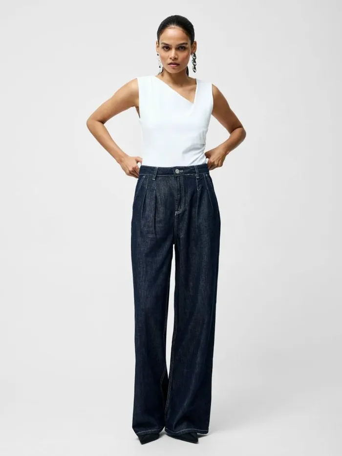 French Connection Rallie Gathered Asymmetric Bodysuit Linen White Women Tops