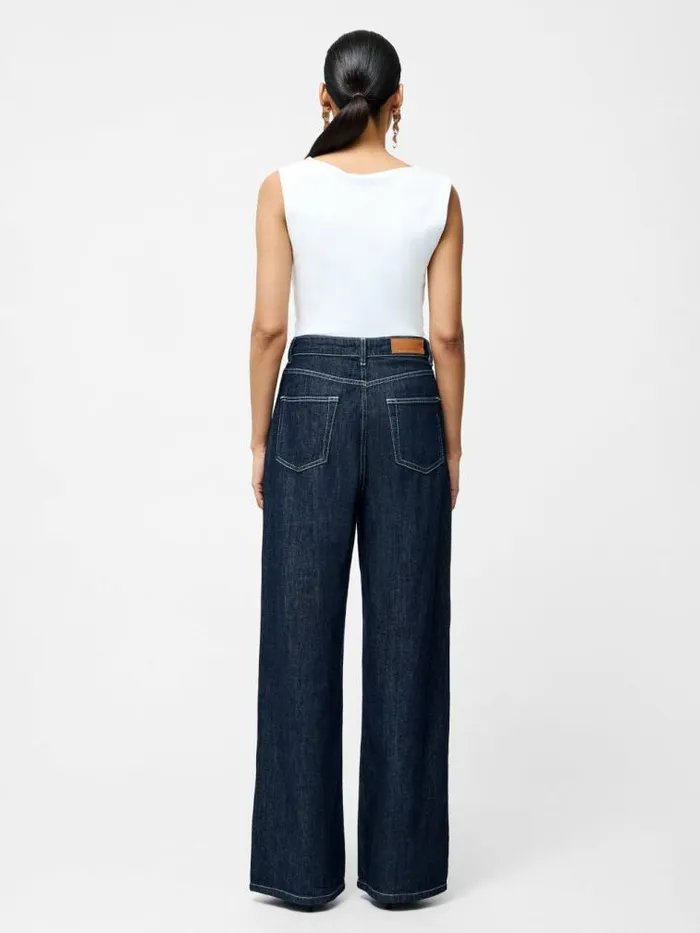 French Connection Rallie Gathered Asymmetric Bodysuit Linen White Women Tops