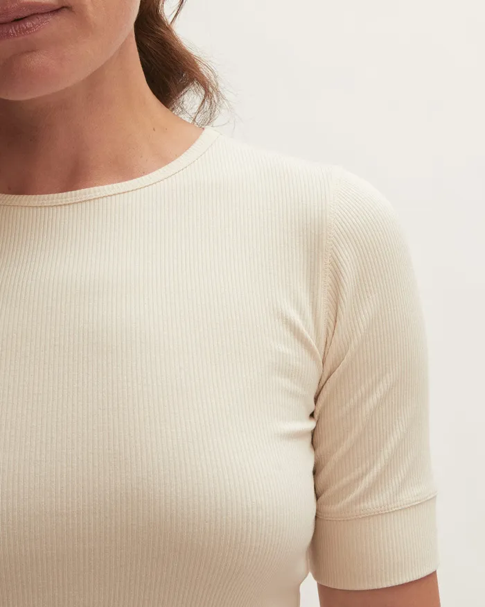 Jigsaw Tshirts Women Bovey Ribbed Crew Neck Tee Cream