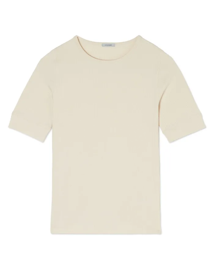 Jigsaw Tshirts Women Bovey Ribbed Crew Neck Tee Cream