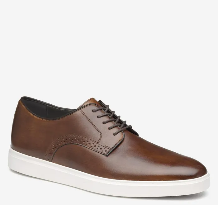 Johnston and Murphy Brody Plain Toe Brown Handstained Full Grain Men LaceUps