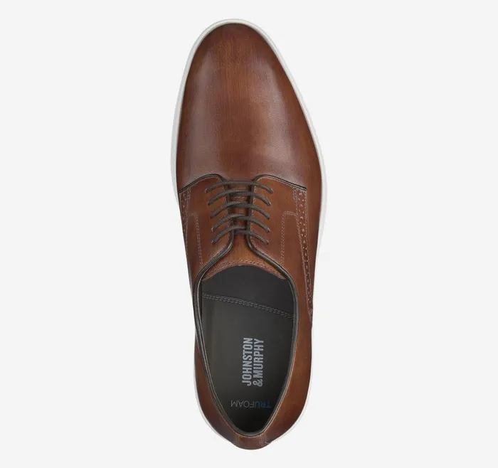 Johnston and Murphy Brody Plain Toe Brown Handstained Full Grain Men LaceUps