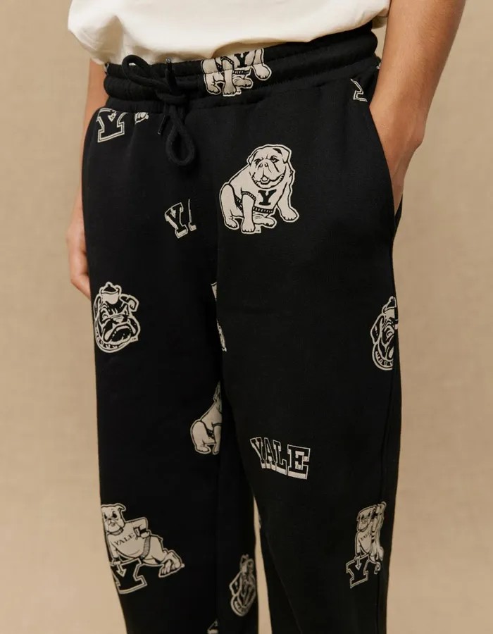 Kids Yale AOP Logo Sweatpants KIDS 8211 BlackIvory Les Deux Yale