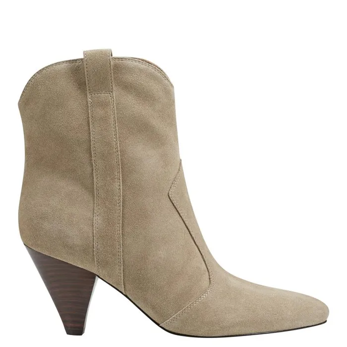 Marc Fisher Casual Boots Women Carissa Heeled Western Bootie Natural Suede