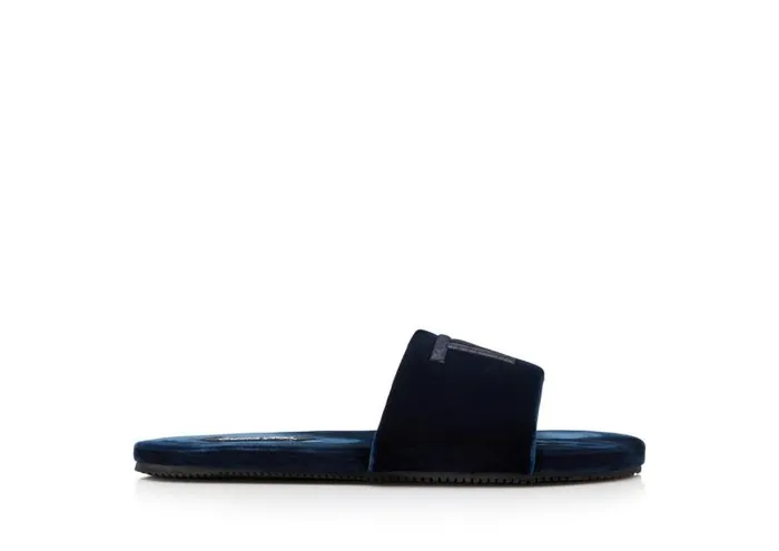 Men Espadrilles and Sandals Tom Ford Velvet Harrison Slipper Ocean