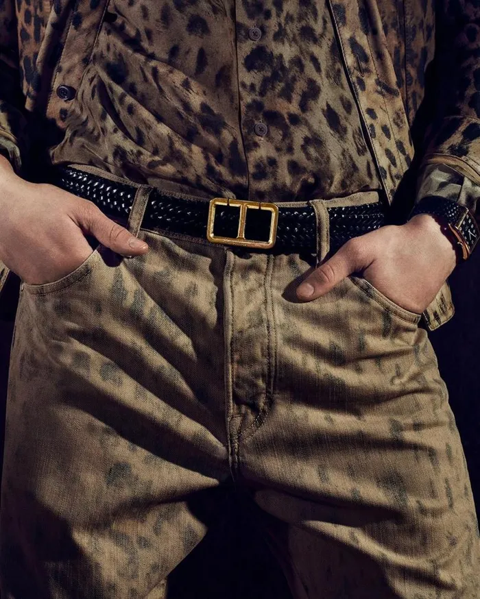 Men Jeans Tom Ford Distressed Leopard Tapered Fit Jeans Aged Leopard Tan Men Jeans Tom Ford Distressed Leopard Tapered Fit Jeans Aged Leopard Tan