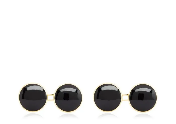 Men Jewelry Tom Ford Onyx Round Cufflinks Goldonyx