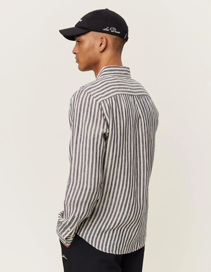 Men Kristian Linen BD Shirt 8211 Dark NavyIvory Les Deux ShirtsOvershirts