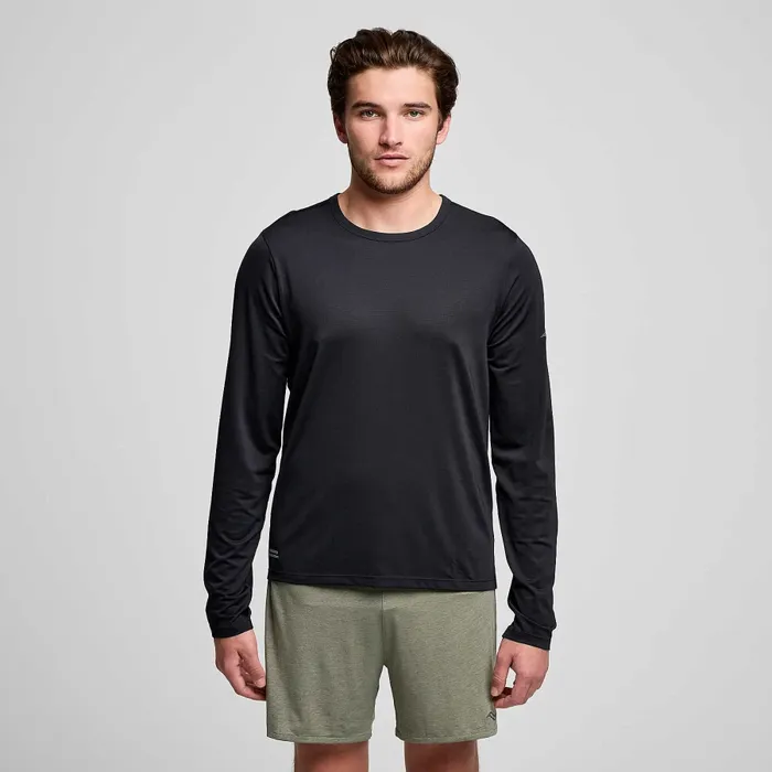 Men Men8217s Stopwatch Long Sleeve Black Tops Saucony