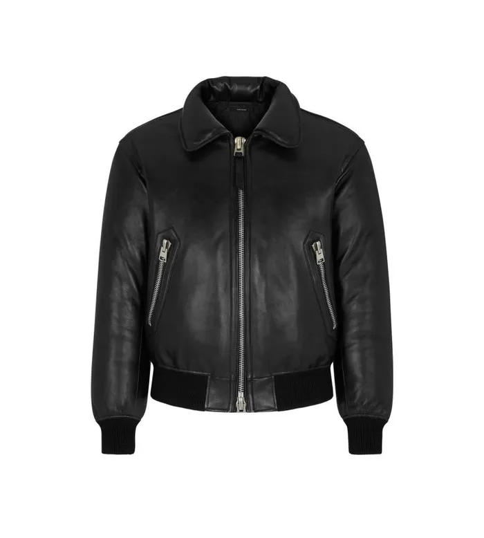 Men Outerwear Tom Ford Shiny Nappa Plonge DownFill Bomber Black