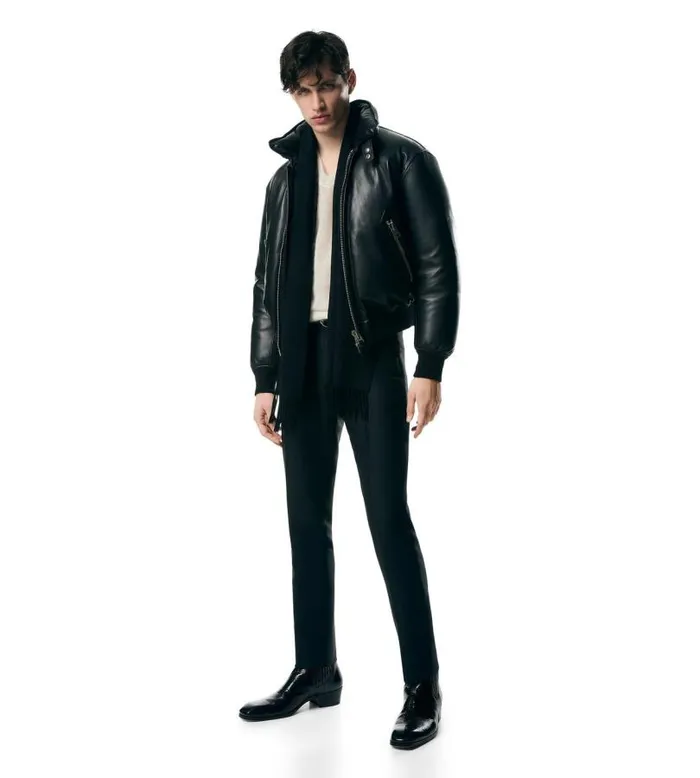 Men Outerwear Tom Ford Shiny Nappa Plonge DownFill Bomber Black Men Outerwear Tom Ford Shiny Nappa Plonge DownFill Bomber Black