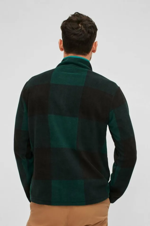 Men Polar Fleece Popover Green Buffalo Check Bonobos Half and FullZips