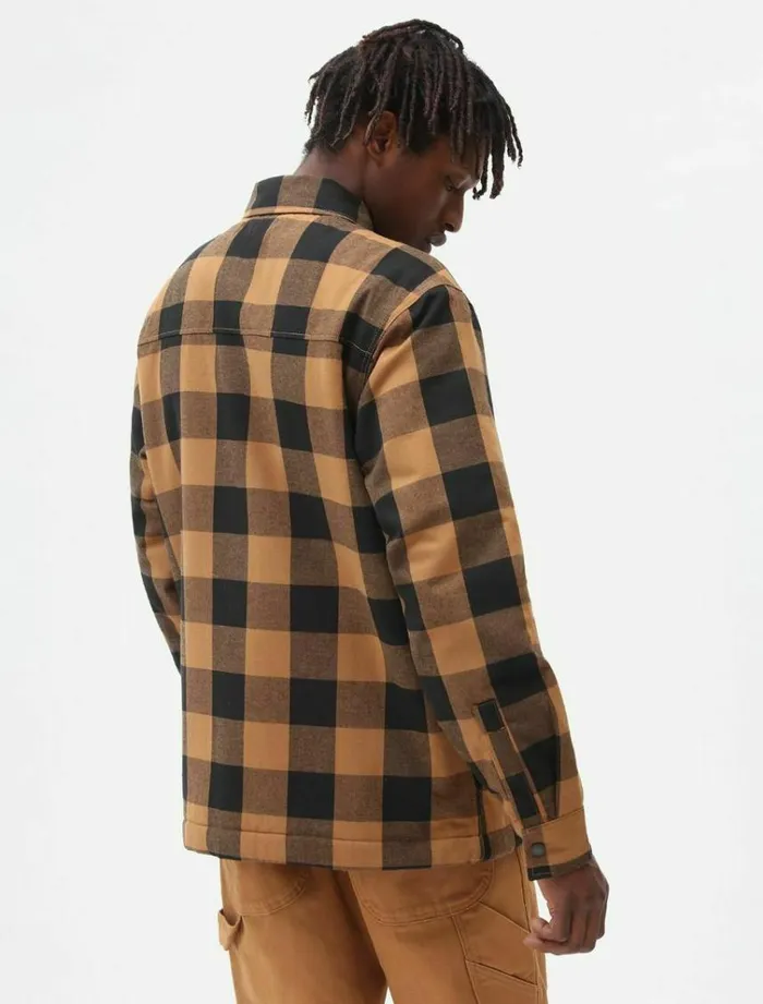 Men Shirts Dickies Sherpa Lined Sacramento Shirt Brown Duck