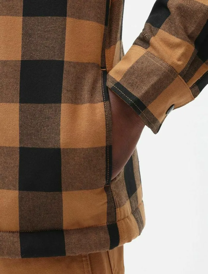 Men Shirts Dickies Sherpa Lined Sacramento Shirt Brown Duck