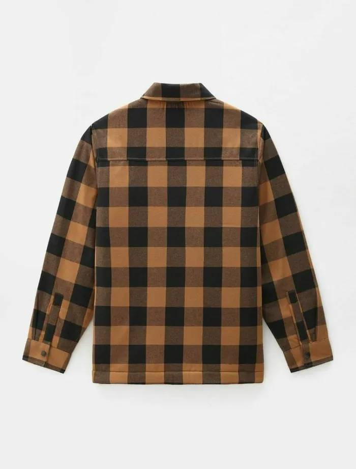 Men Shirts Dickies Sherpa Lined Sacramento Shirt Brown Duck