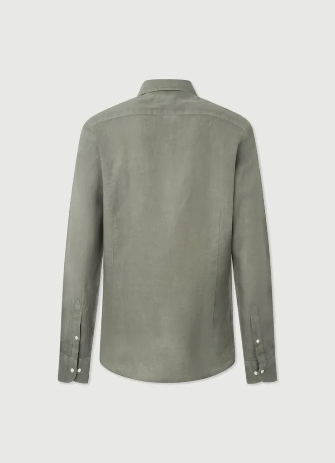 Men Shirts Hackett London Slim Fit Linen Shirt Khaki
